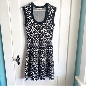 Rebecca Taylor Sleeveless Knit Leopard Animal Print Intarsia Dress Size Small S